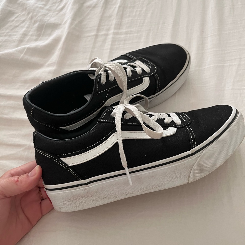 Vans black and white shoes